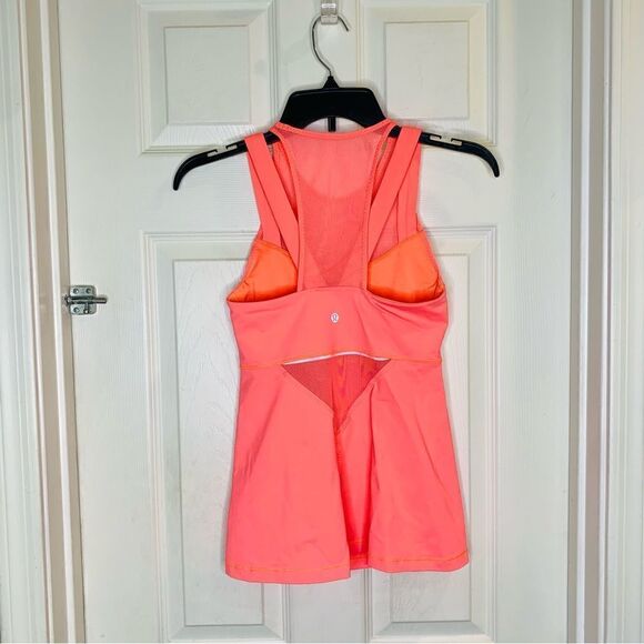Lululemon running in the city tank mesh panels double strap grapefruit Size 4 - Picture 6 of 7